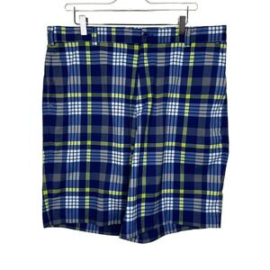 Nike Golf Tour Performance Dri-Fit Plaid Shorts Mens 36 Blue Yellow Gray